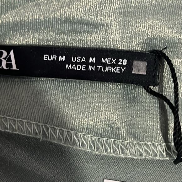 NWT Zara draped Neckline Mid-Green Top Size Medium - Picture 6 of 8